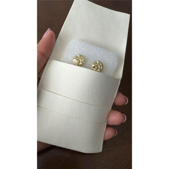 13mm Brass 14K Solid Nugget Cookie Earring Earrings Bling Stud Type Fashion - Picture 3 of 5